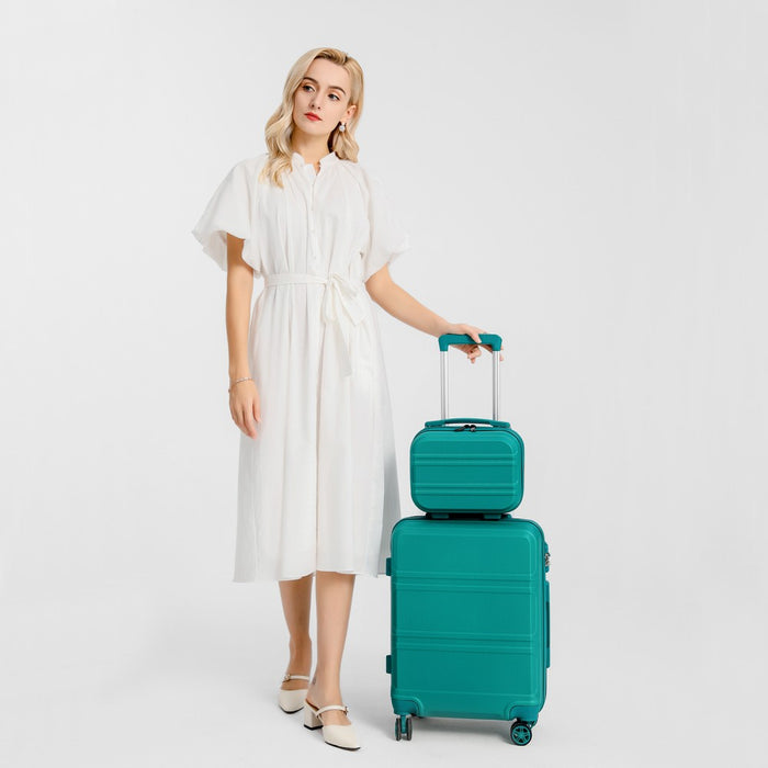 ABS 4 Wheel Suitcase Set with Vanity Case – Coral