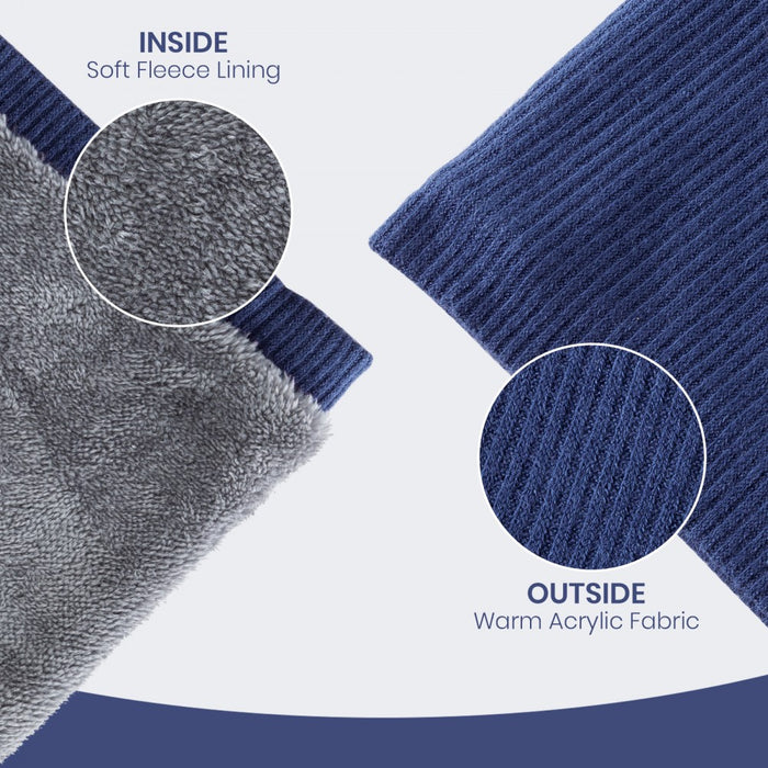 Fleece-Lined Knit Neck Warmer Gaiter – Double-Layer Acrylic and Polyester, Stretchy, Soft, Wind-Resistant, Warm – Blue
