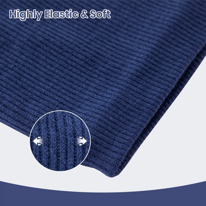 Fleece-Lined Knit Neck Warmer Gaiter – Double-Layer Acrylic and Polyester, Stretchy, Soft, Wind-Resistant, Warm – Blue