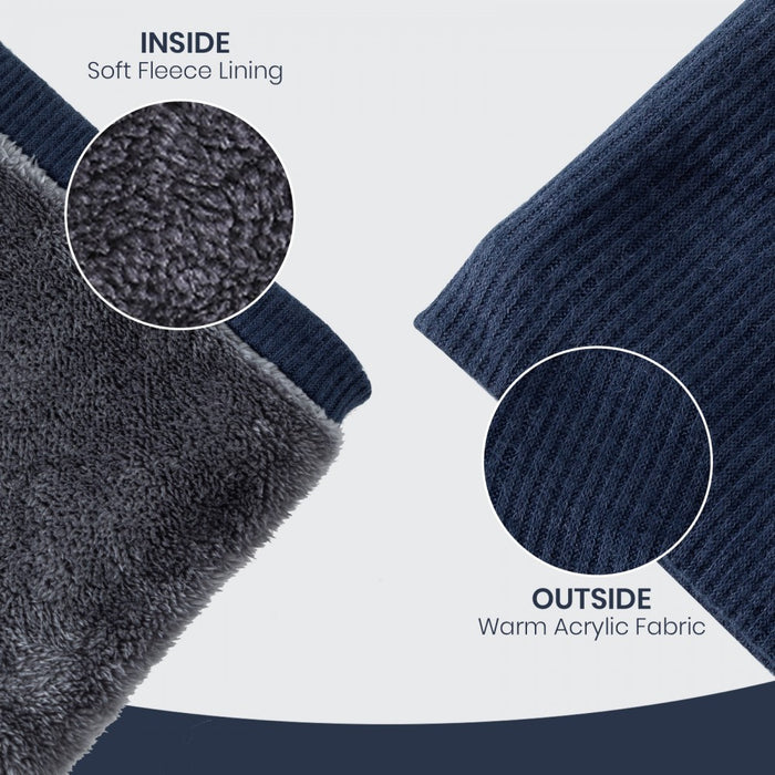 Fleece-Lined Knit Neck Warmer Gaiter – Double-Layer Acrylic and Polyester, Stretchy, Soft, Wind-Resistant, Warm – Navy