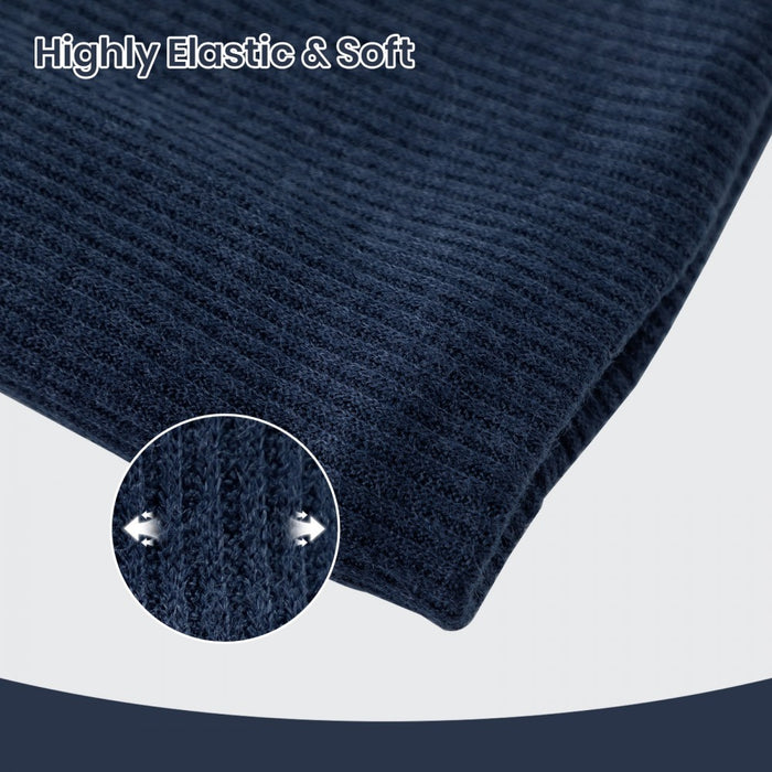 Fleece-Lined Knit Neck Warmer Gaiter – Double-Layer Acrylic and Polyester, Stretchy, Soft, Wind-Resistant, Warm – Navy