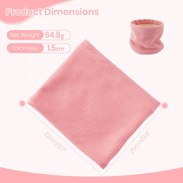 Fleece-Lined Knit Neck Warmer Gaiter – Double-Layer Acrylic and Polyester, Stretchy, Soft, Wind-Resistant, Warm – Pink