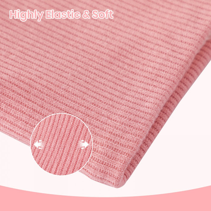 Fleece-Lined Knit Neck Warmer Gaiter – Double-Layer Acrylic and Polyester, Stretchy, Soft, Wind-Resistant, Warm – Pink