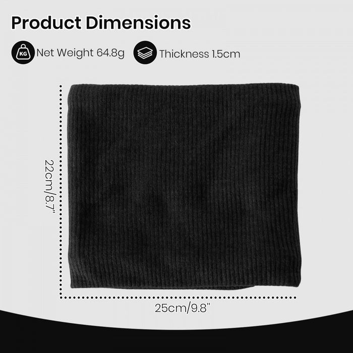 Fleece-Lined Knit Neck Warmer Gaiter – Double-Layer Acrylic and Polyester, Stretchy, Soft, Wind-Resistant, Warm – Black