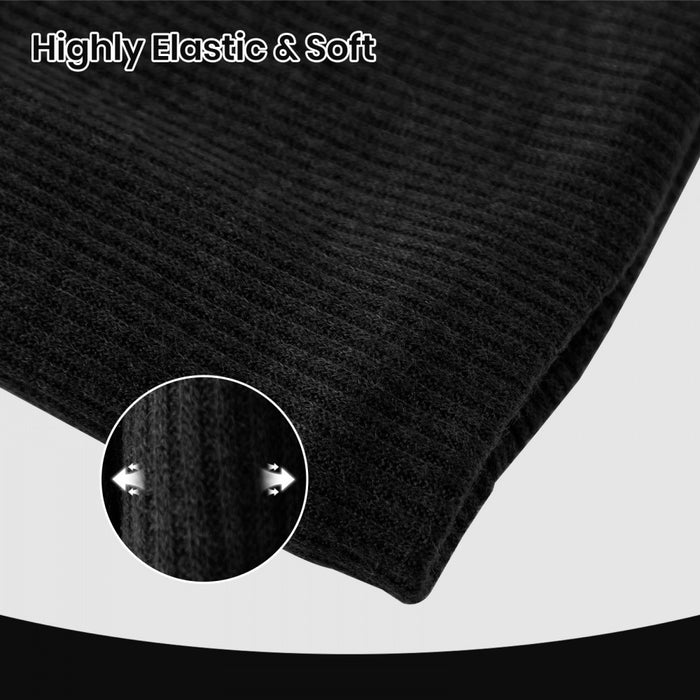 Fleece-Lined Knit Neck Warmer Gaiter – Double-Layer Acrylic and Polyester, Stretchy, Soft, Wind-Resistant, Warm – Black