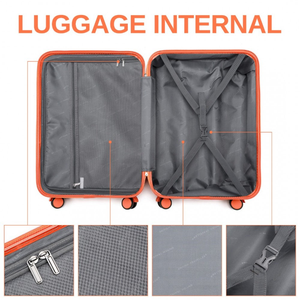 Polycarbonate and ABS Hard Shell Suitcase with TSA Lock – 24-Inch – K2391L – Orange