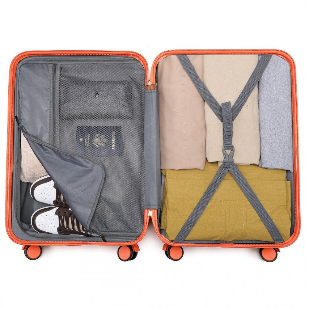 Polycarbonate and ABS Hard Shell Suitcase with TSA Lock – 24-Inch – K2391L – Orange
