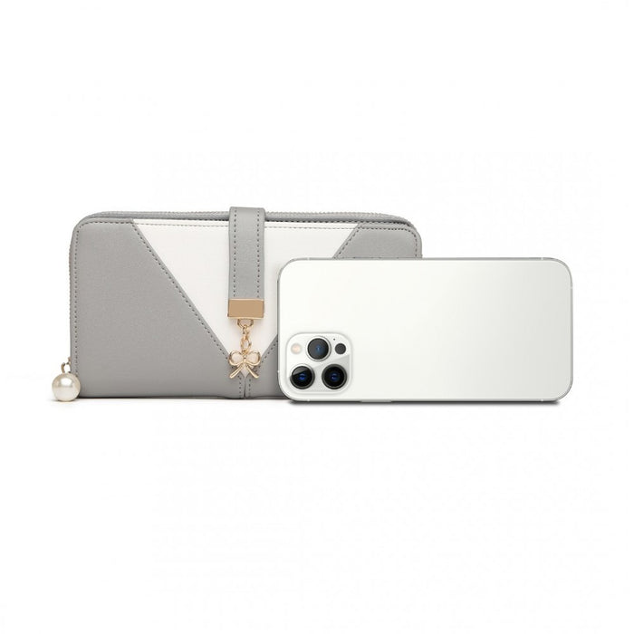 Two Tone Women's PU Leather Clutch Purse – Grey