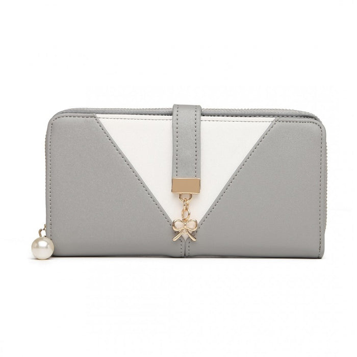 Two Tone Women's PU Leather Clutch Purse – Grey