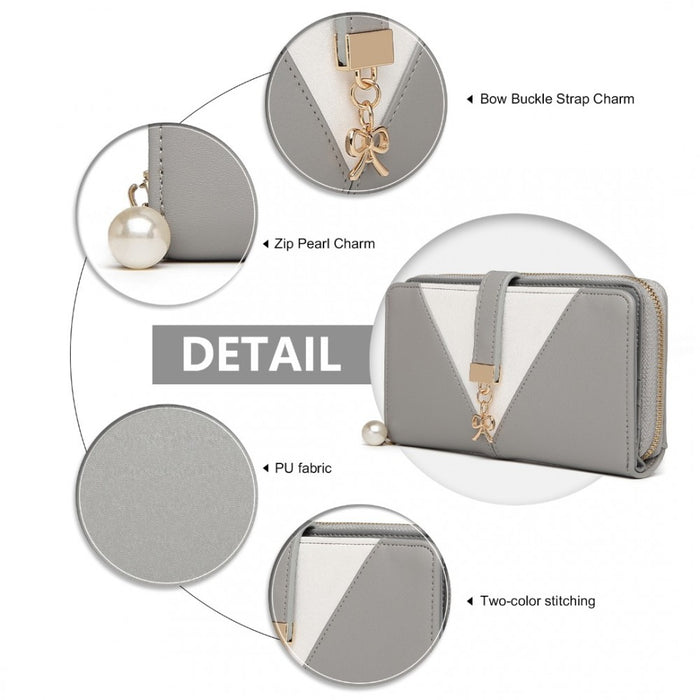 Two Tone Women's PU Leather Clutch Purse – Grey