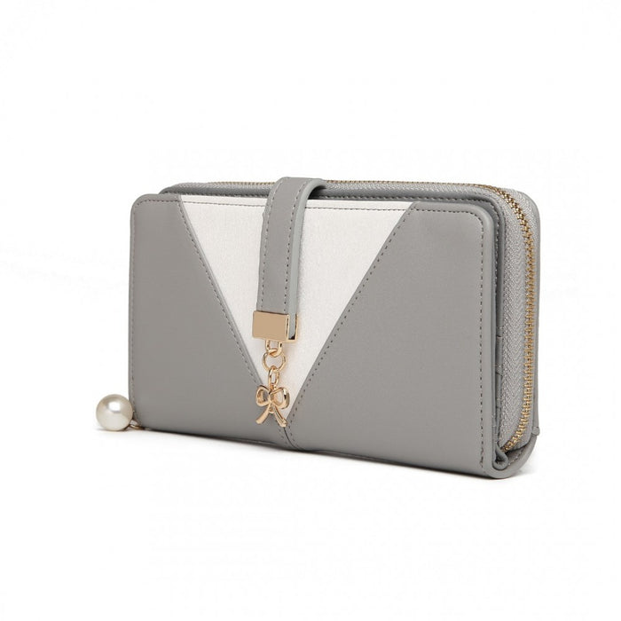 Two Tone Women's PU Leather Clutch Purse – Grey