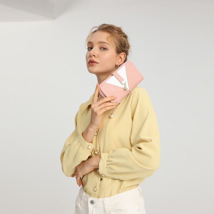 Two Tone Women's PU Leather Clutch Purse – Pink