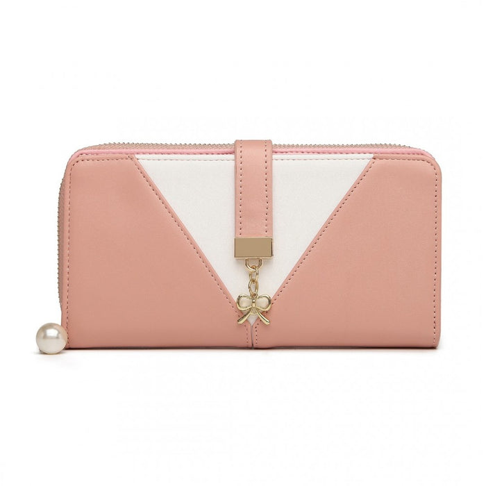 Two Tone Women's PU Leather Clutch Purse – Pink