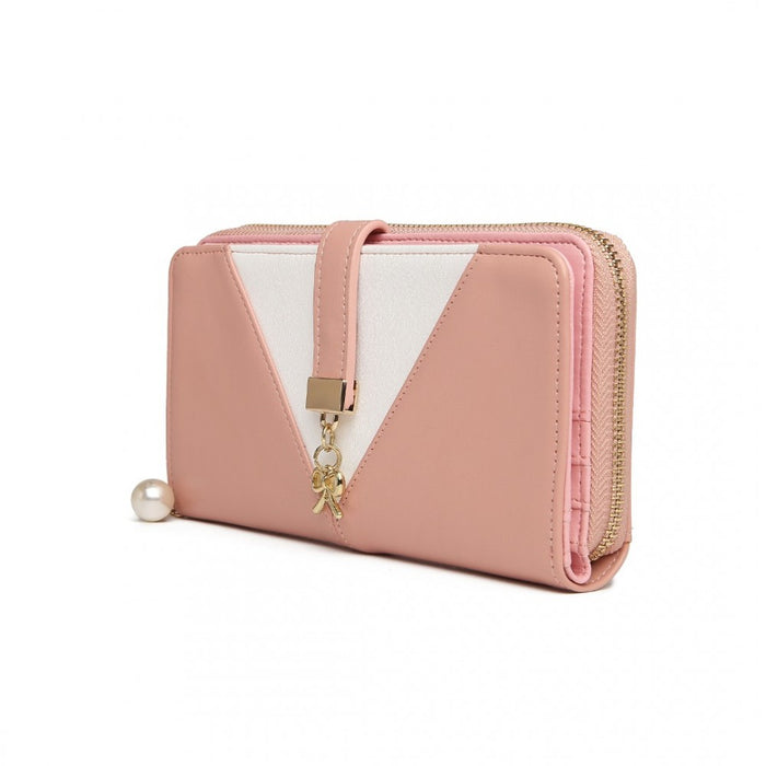 Two Tone Women's PU Leather Clutch Purse – Pink