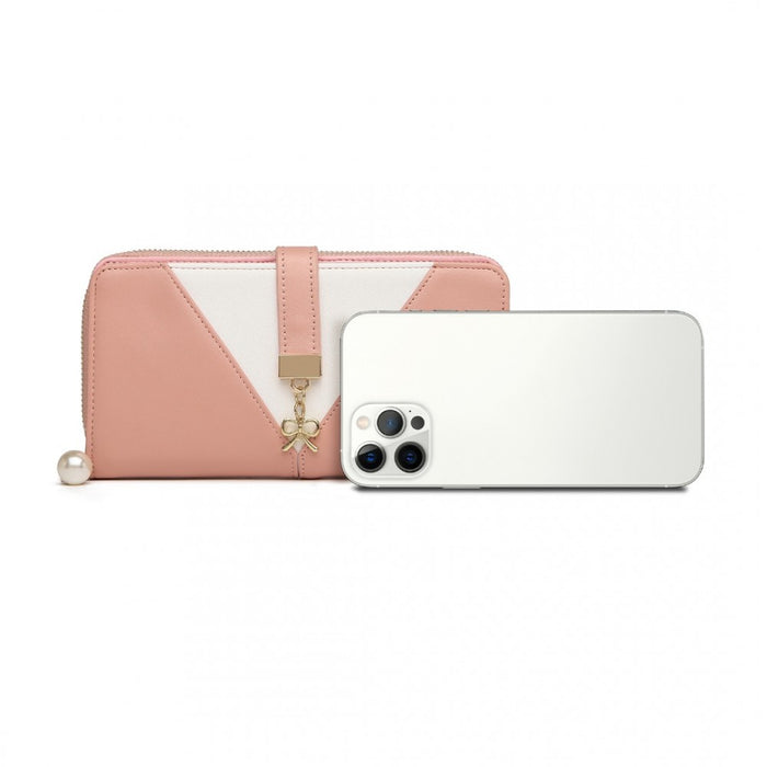 Two Tone Women's PU Leather Clutch Purse – Pink
