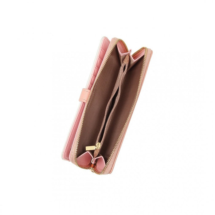 Two Tone Women's PU Leather Clutch Purse – Pink