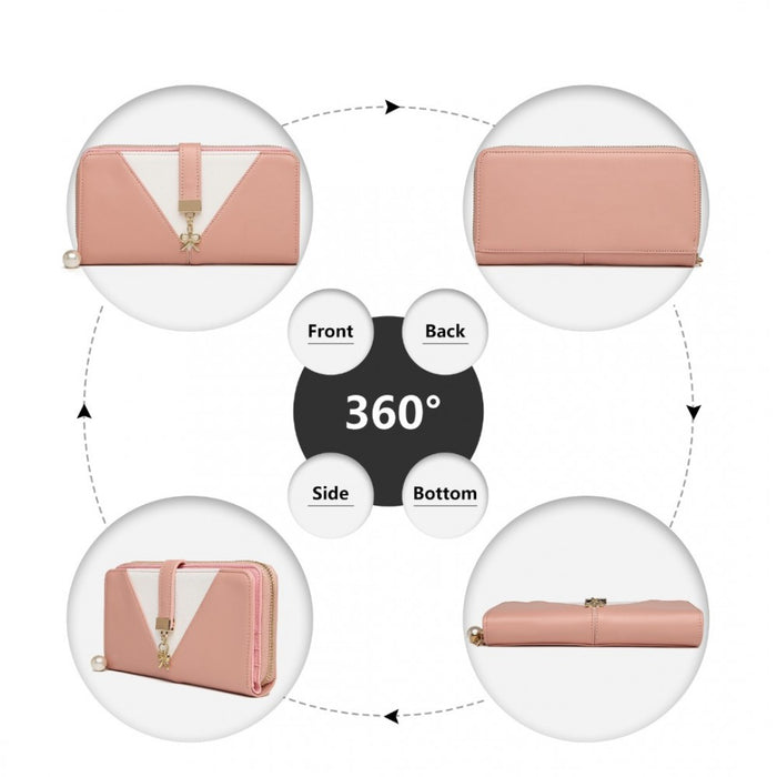 Two Tone Women's PU Leather Clutch Purse – Pink