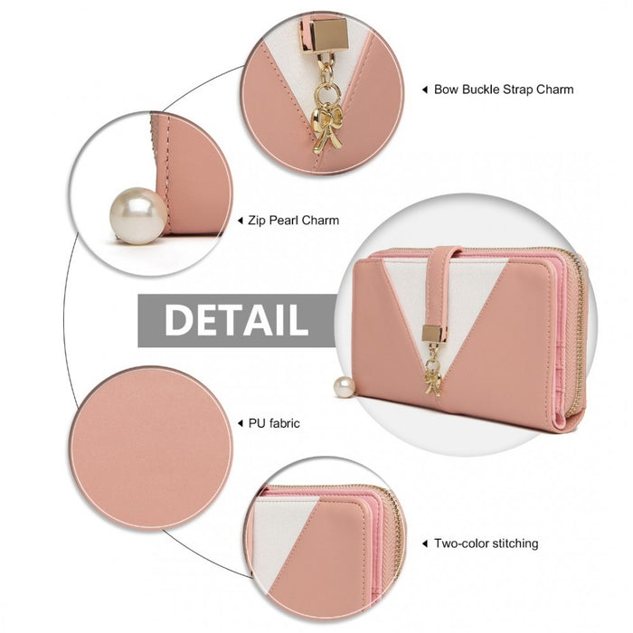 Two Tone Women's PU Leather Clutch Purse – Pink