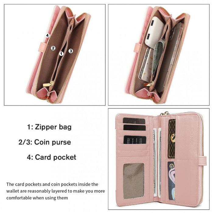 Two Tone Women's PU Leather Clutch Purse – Pink