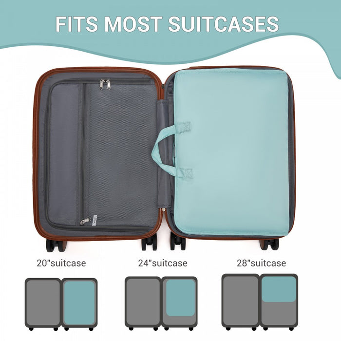 6-in-1 Hanging Travel Organiser Bag, Portable Foldable Packing Cubes Set with Trolley Sleeve – Blue