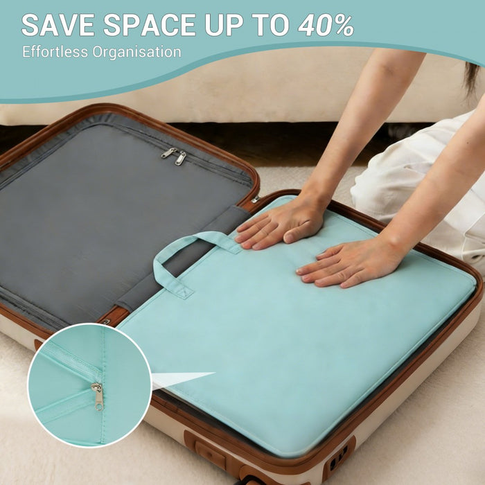6-in-1 Hanging Travel Organiser Bag, Portable Foldable Packing Cubes Set with Trolley Sleeve – Blue