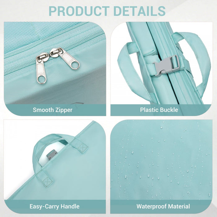 6-in-1 Hanging Travel Organiser Bag, Portable Foldable Packing Cubes Set with Trolley Sleeve – Blue