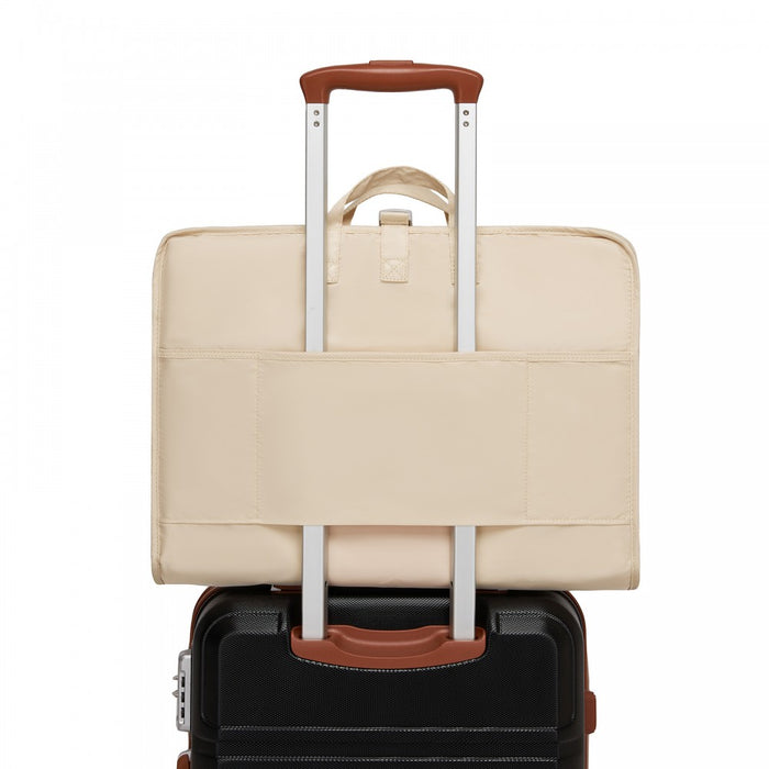 6-in-1 Hanging Travel Organiser Bag, Portable Foldable Packing Cubes Set with Trolley Sleeve – Beige