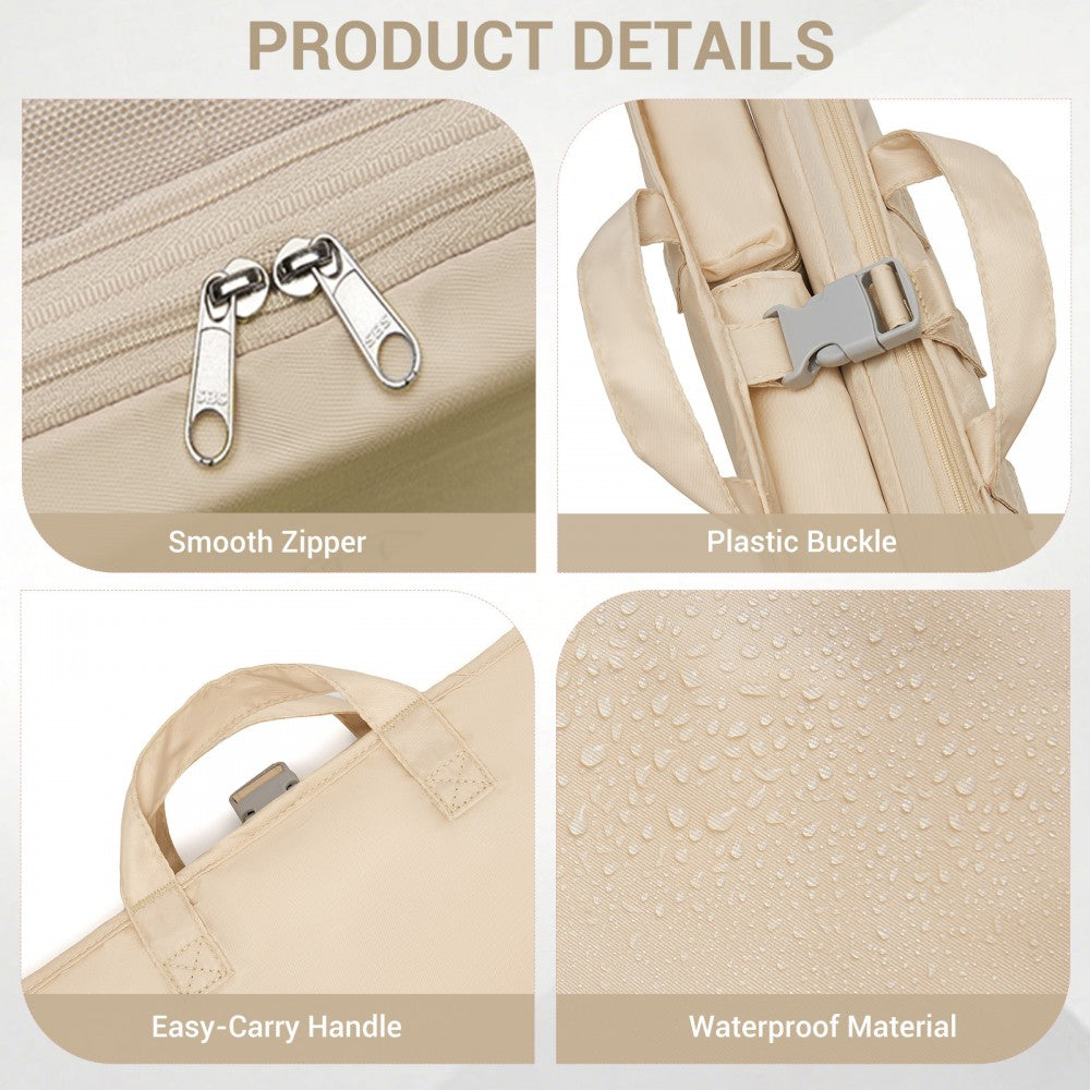 6-in-1 Hanging Travel Organiser Bag, Portable Foldable Packing Cubes Set with Trolley Sleeve – Beige