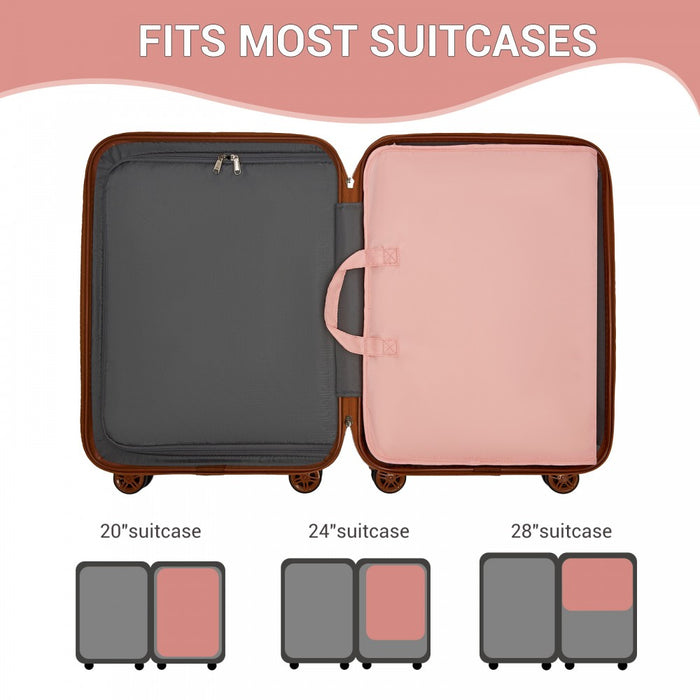 6-in-1 Hanging Travel Organiser Bag, Portable Foldable Packing Cubes Set with Trolley Sleeve – Pink