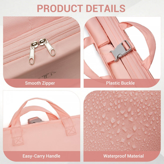 6-in-1 Hanging Travel Organiser Bag, Portable Foldable Packing Cubes Set with Trolley Sleeve – Pink