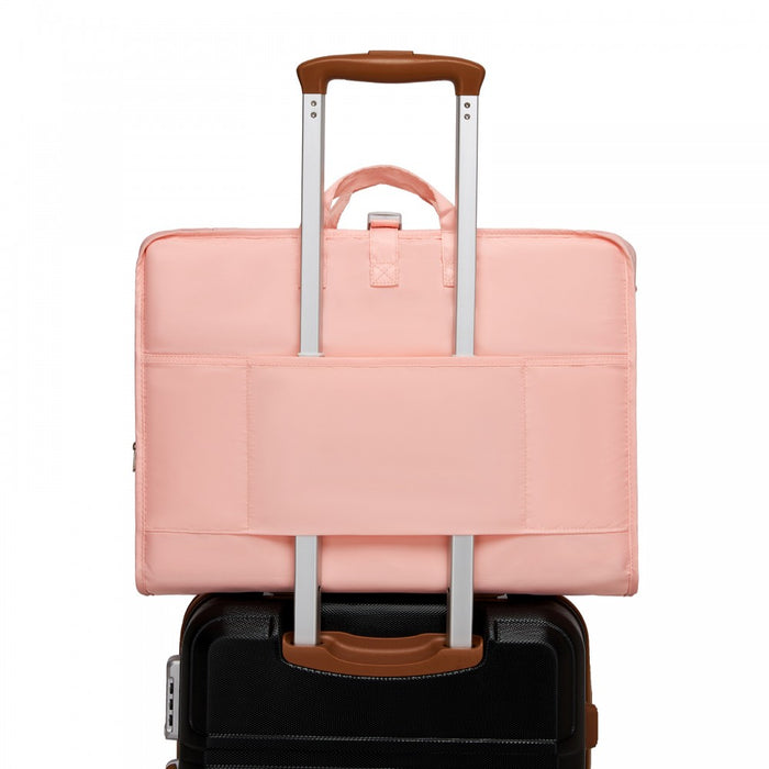 6-in-1 Hanging Travel Organiser Bag, Portable Foldable Packing Cubes Set with Trolley Sleeve – Pink