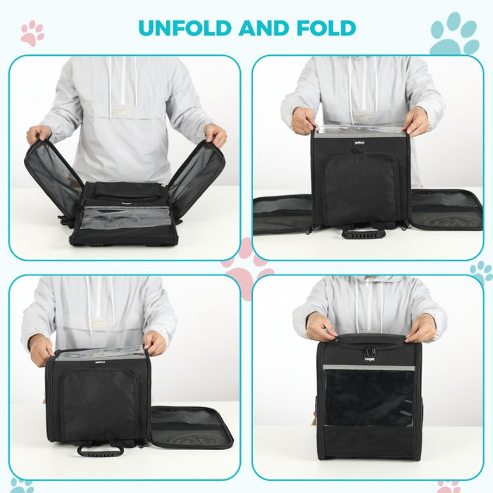 Foldable and Pet Backpack Carrier Travel Bag for Cats and Small Dogs – PTD2440 – Black
