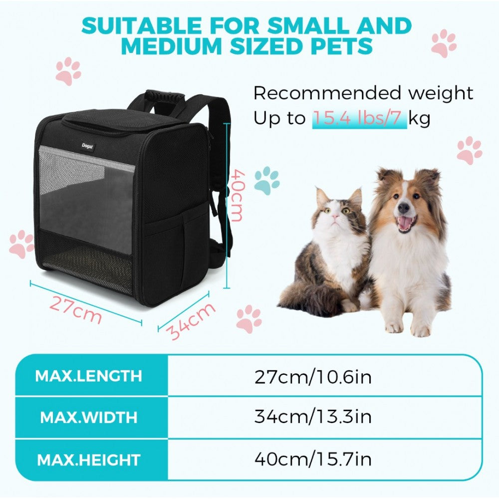 Foldable and Pet Backpack Carrier Travel Bag for Cats and Small Dogs – PTD2440 – Black