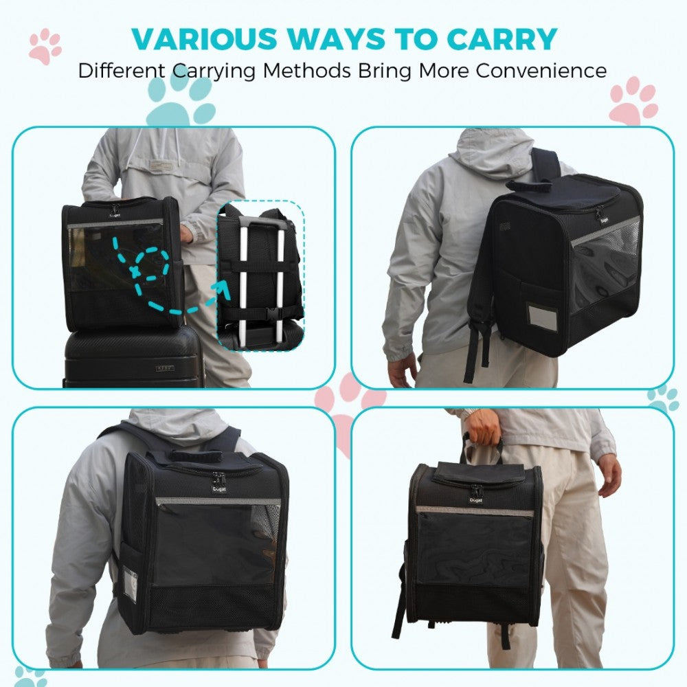 Foldable and Pet Backpack Carrier Travel Bag for Cats and Small Dogs – PTD2440 – Black