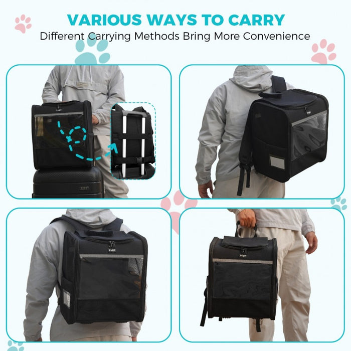 Foldable and Pet Backpack Carrier Travel Bag for Cats and Small Dogs – PTD2440 – Black