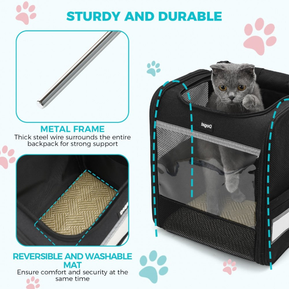 Foldable and Pet Backpack Carrier Travel Bag for Cats and Small Dogs – PTD2440 – Black