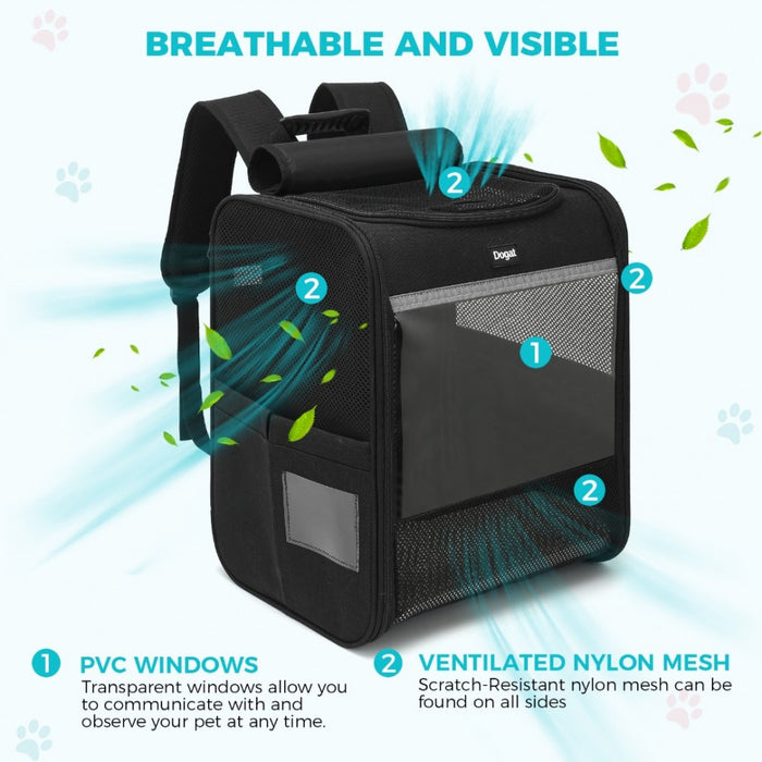 Foldable and Pet Backpack Carrier Travel Bag for Cats and Small Dogs – PTD2440 – Black