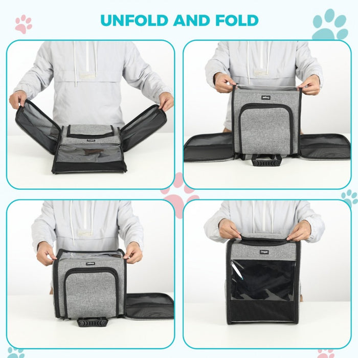 Foldable and Pet Backpack Carrier Travel Bag for Cats and Small Dogs – PTD2440 – Grey