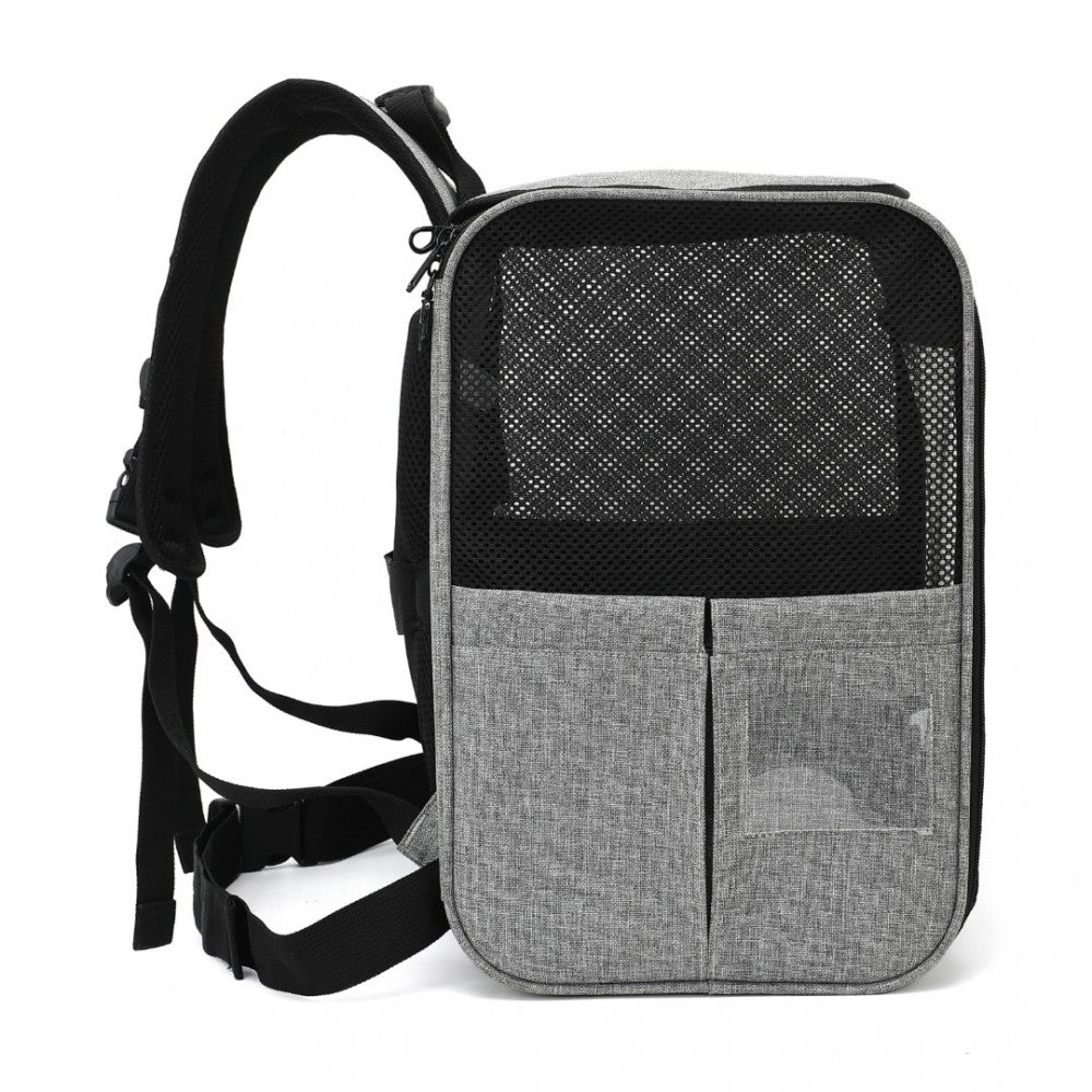 Foldable and Pet Backpack Carrier Travel Bag for Cats and Small Dogs – PTD2440 – Grey