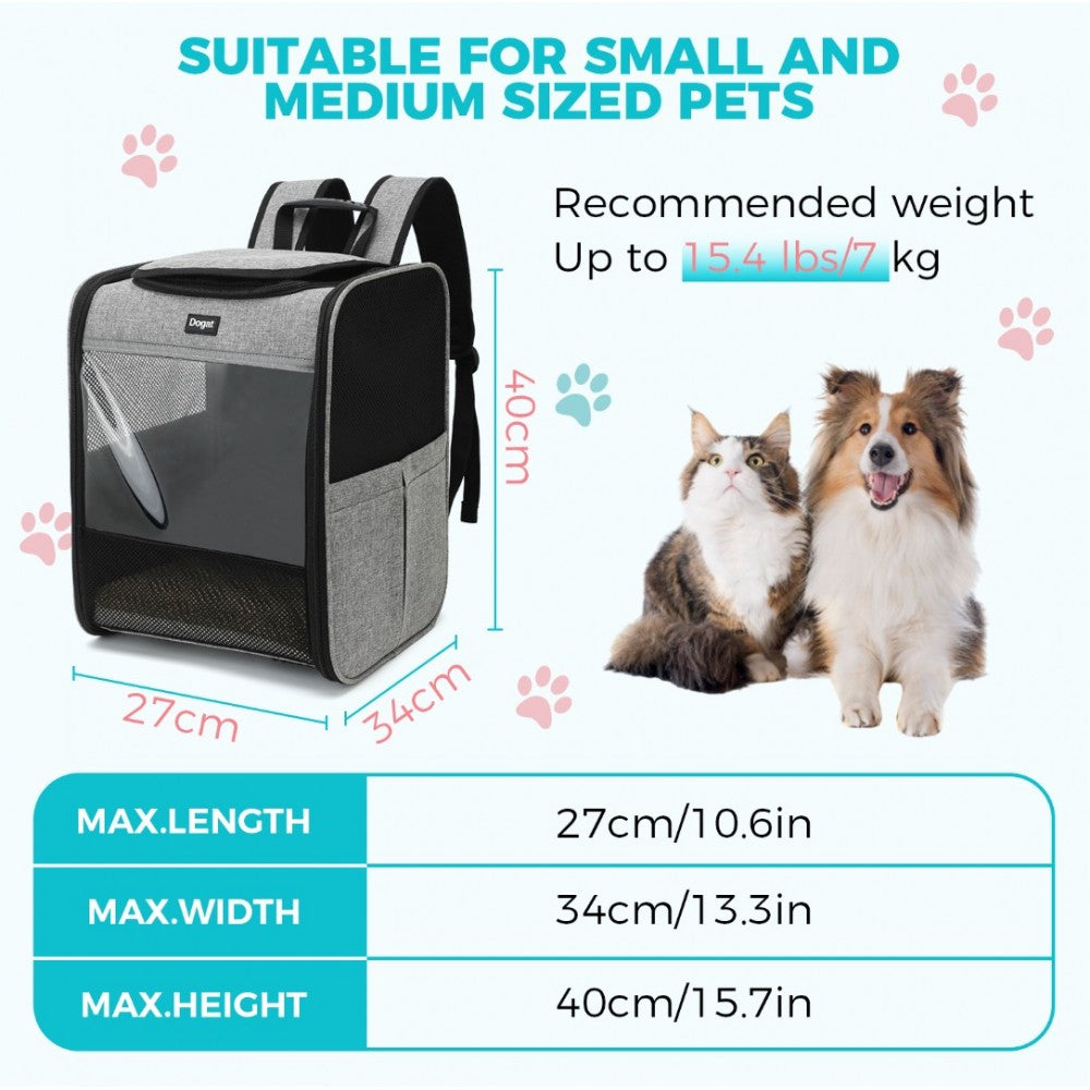 Foldable and Pet Backpack Carrier Travel Bag for Cats and Small Dogs – PTD2440 – Grey
