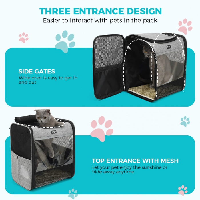 Foldable and Pet Backpack Carrier Travel Bag for Cats and Small Dogs – PTD2440 – Grey