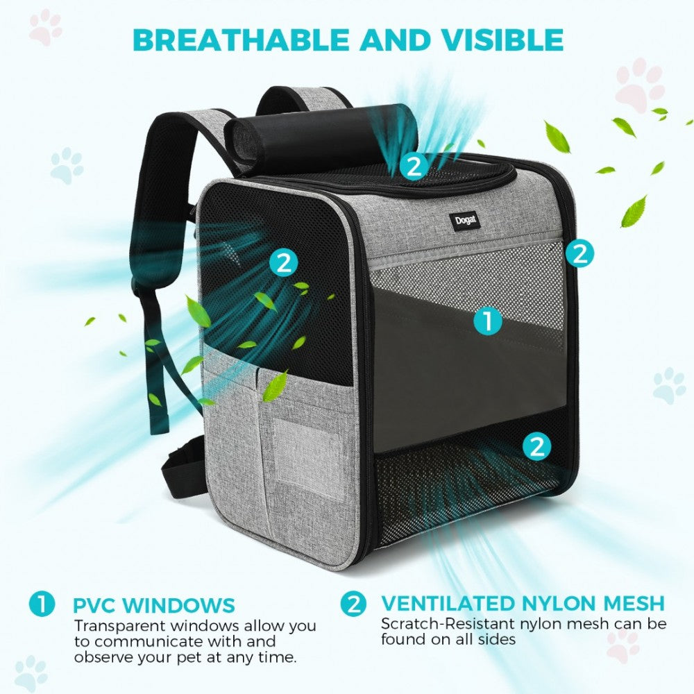 Foldable and Pet Backpack Carrier Travel Bag for Cats and Small Dogs – PTD2440 – Grey