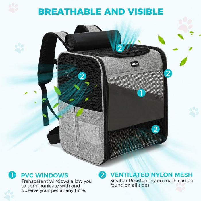 Foldable and Pet Backpack Carrier Travel Bag for Cats and Small Dogs – PTD2440 – Grey