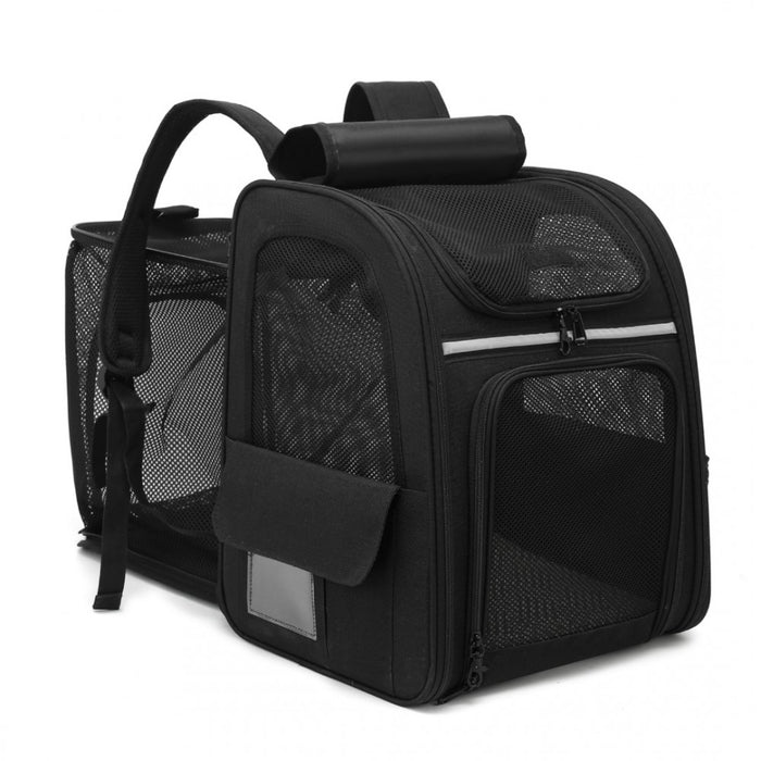 Expandable and Foldable Pet Backpack Carrier with Ventilated Mesh Windows – PTD2441 – Black