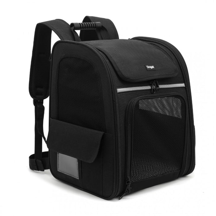 Expandable and Foldable Pet Backpack Carrier with Ventilated Mesh Windows – PTD2441 – Black