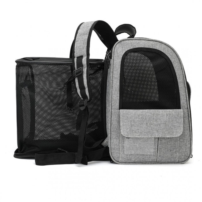 Expandable and Foldable Pet Backpack Carrier with Ventilated Mesh Windows – PTD2441 – Grey