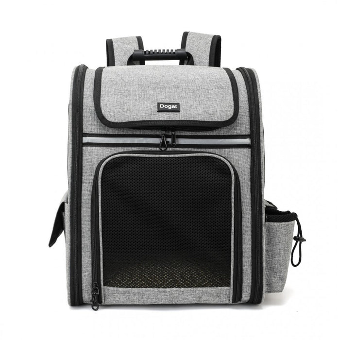 Expandable and Foldable Pet Backpack Carrier with Ventilated Mesh Windows – PTD2441 – Grey