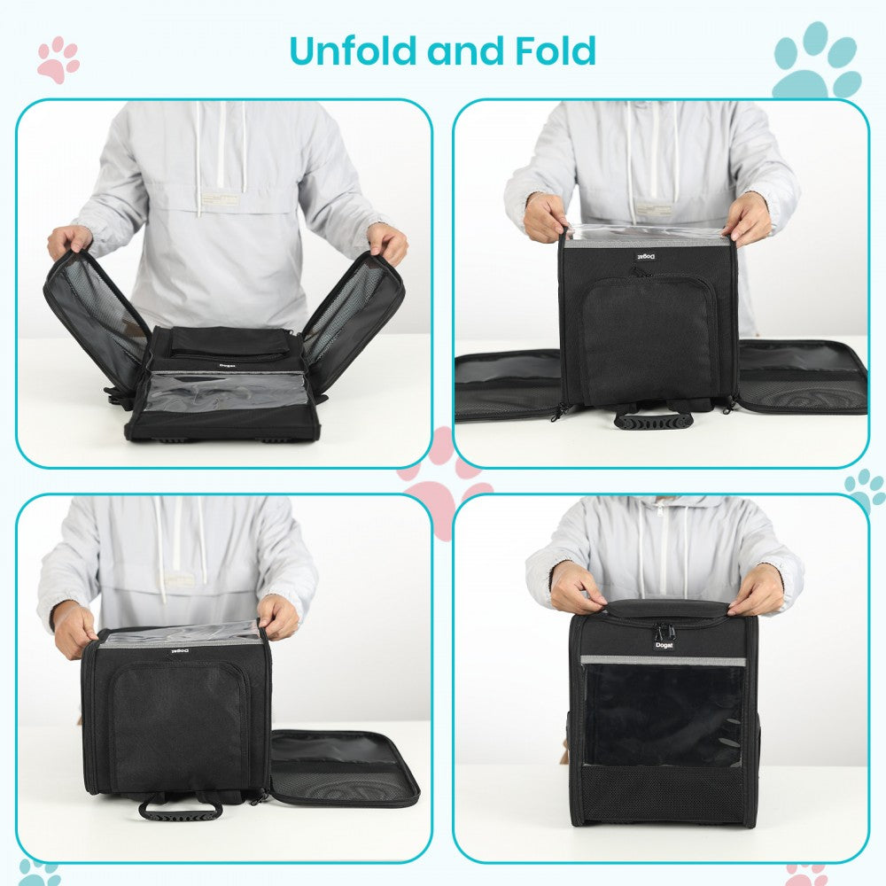 Foldable and Pet Backpack Carrier Travel Bag for Cats and Small Dogs – PTD2640 – Black