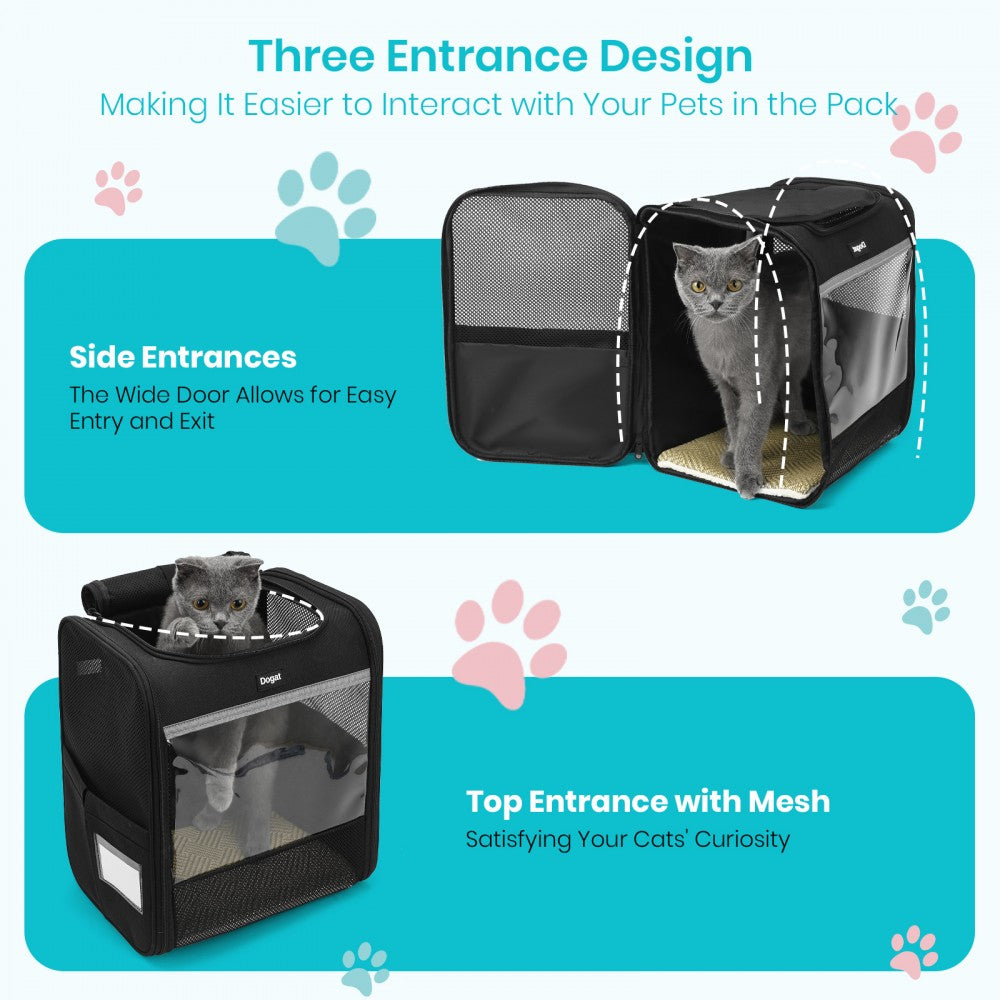 Foldable and Pet Backpack Carrier Travel Bag for Cats and Small Dogs – PTD2640 – Black
