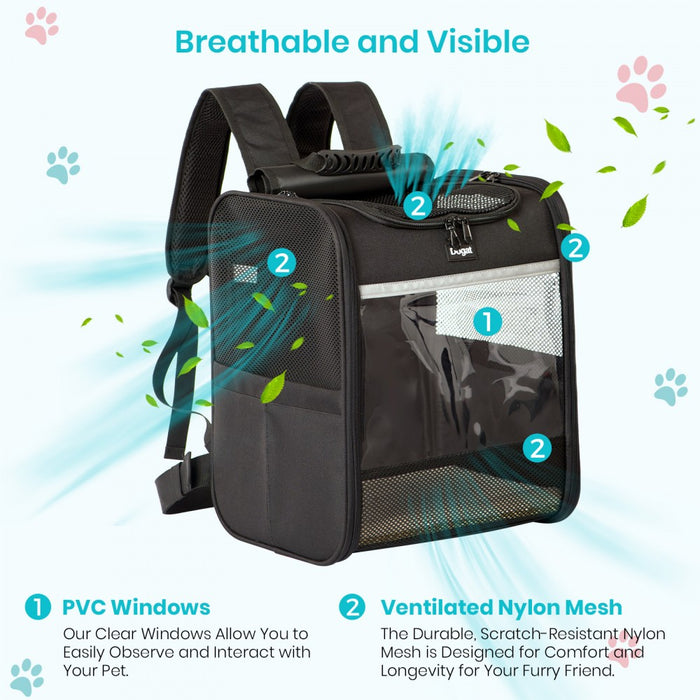 Foldable and Pet Backpack Carrier Travel Bag for Cats and Small Dogs – PTD2640 – Black